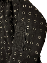 Load image into Gallery viewer, Trypophobia Denim Bomber Jacket - Black
