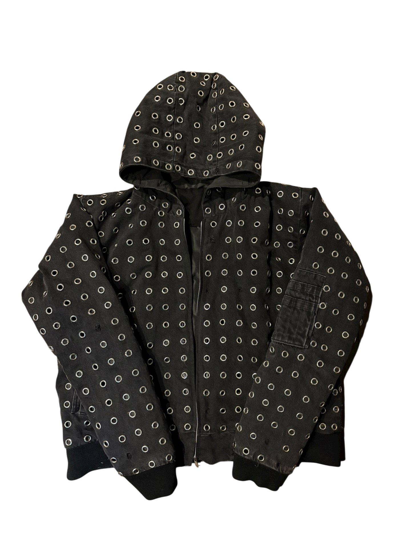 Trypophobia Denim Bomber Jacket - Black
