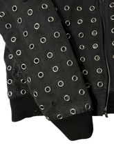 Load image into Gallery viewer, Trypophobia Denim Bomber Jacket - Black
