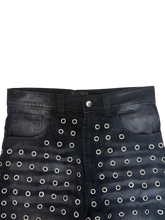 Load image into Gallery viewer, Trypophobia Denim Flared Shorts - Black
