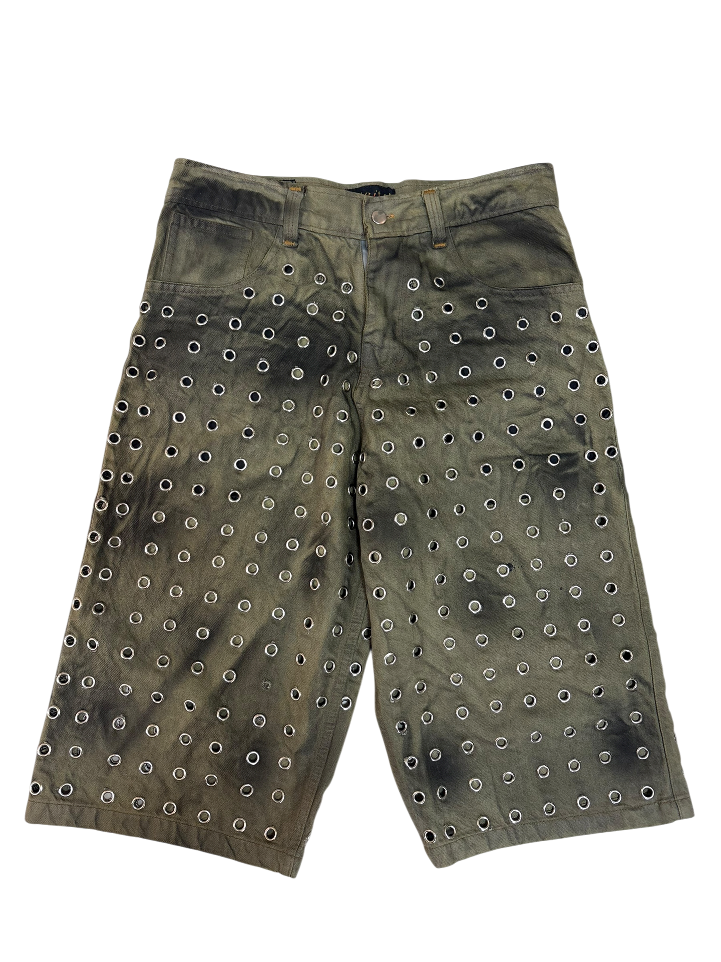 Trypophobia Denim Flared Shorts - Sand
